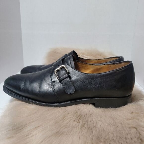Ralph Lauren Mens Calf Monk Strap Black Leather Oxford Shoes Size 11 - Picture 3 of 12